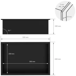 LuxeBath wandgemonteerde douchecabine, 20x30x10 cm, roestvrij staal, zwart