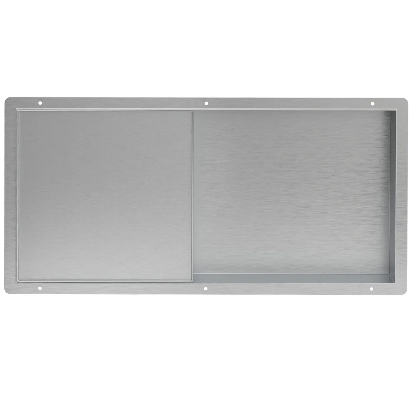 LuxeBath Wandnis Douche Roestvrij Staal 25,5x55,5x10 Cm Zilver Met Deur En Plank
