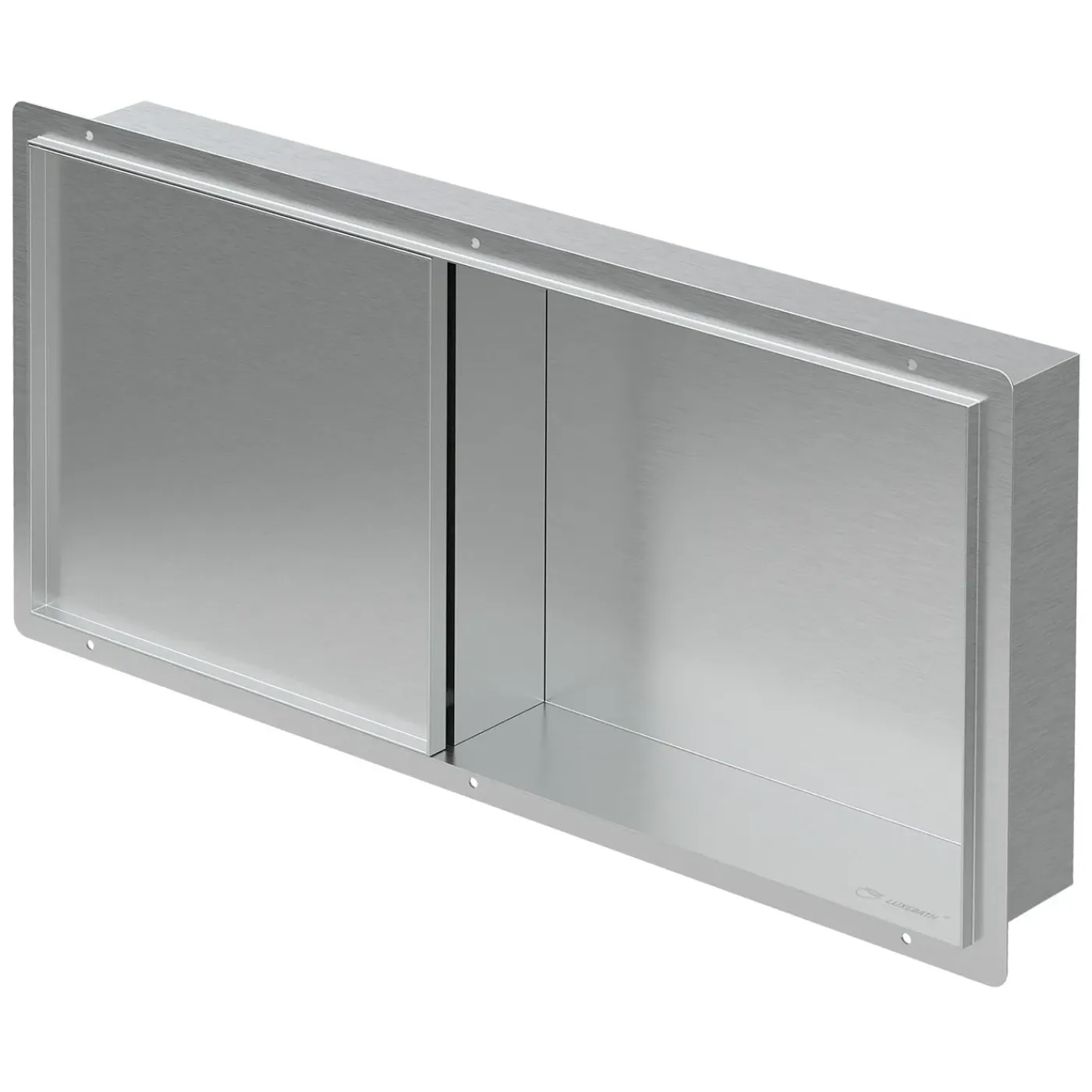 LuxeBath Wandnis Douche Roestvrij Staal 25,5x55,5x10 Cm Zilver Met Deur En Plank