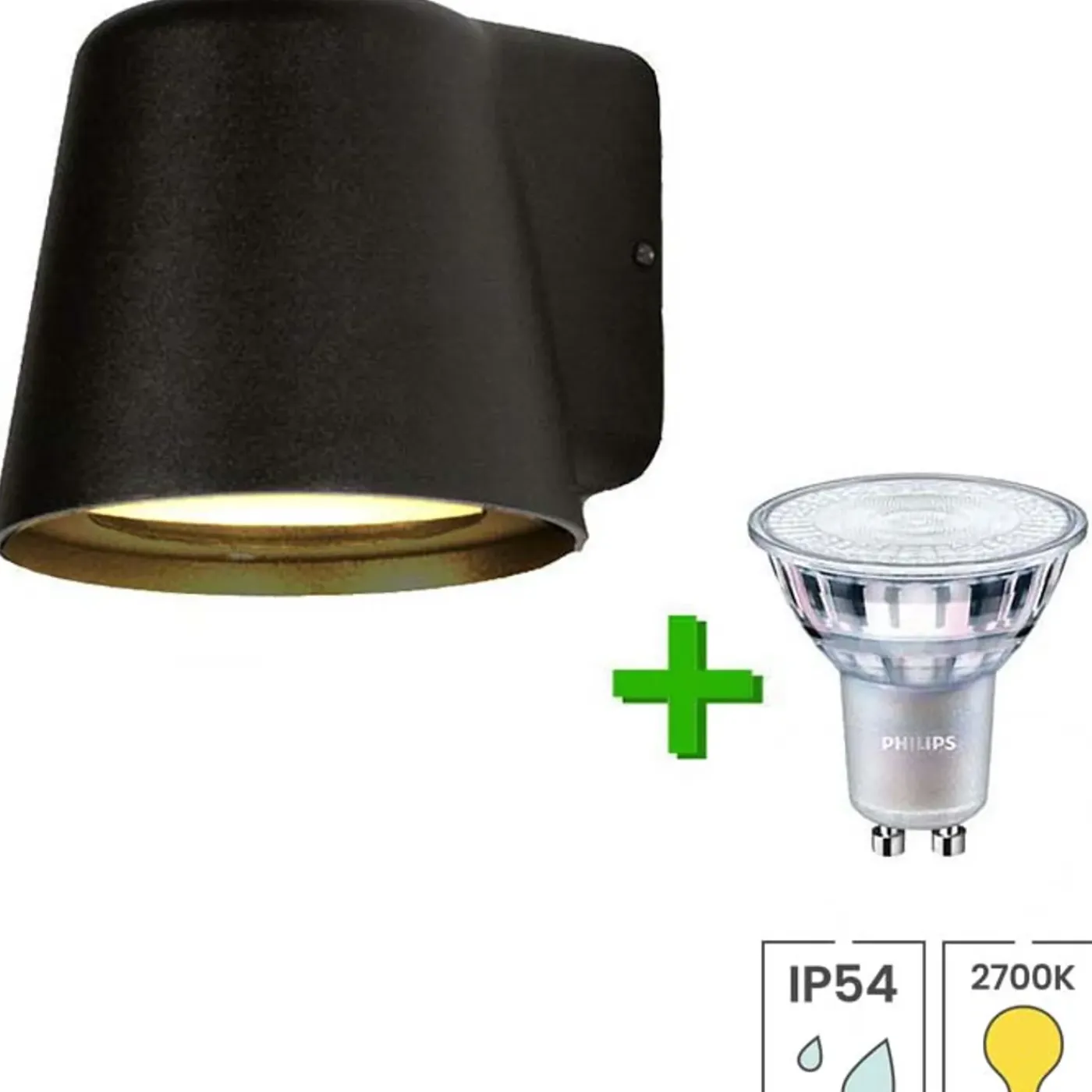 Lybardo - Buitenlamp - Wandlamp Buiten + Philips Led Spot - 3.5w - Warmwit Licht
