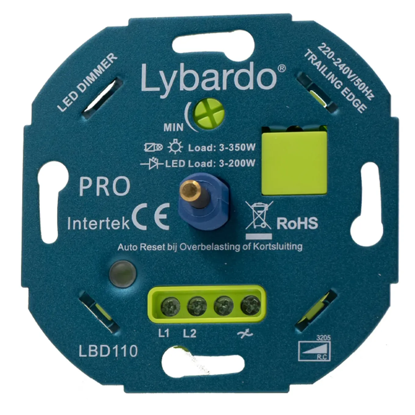 Lybardo - Led Dimmer Pro - Met Afdekplaat - 3-200w - Elektronische Zekering - Universeel - Inbouw