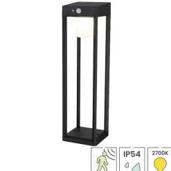 Lybardo - Solar Tuinverlichting - Lantaarn 50cm - Bewegingssensor - Warmwit - Dag-nacht Sensor