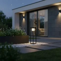 Lybardo - Solar Tuinverlichting - Lantaarn 50cm - Bewegingssensor - Warmwit - Dag-nacht Sensor