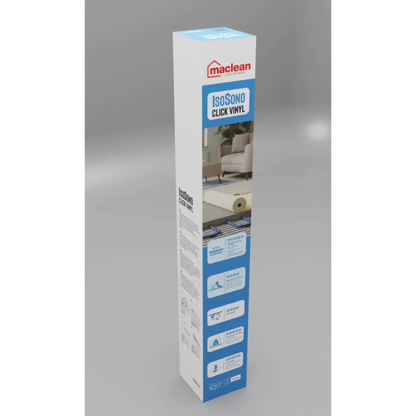 Maclean Products PVC Ondervloer IsoSono Click Vinyl - 1,3mm - 9m²