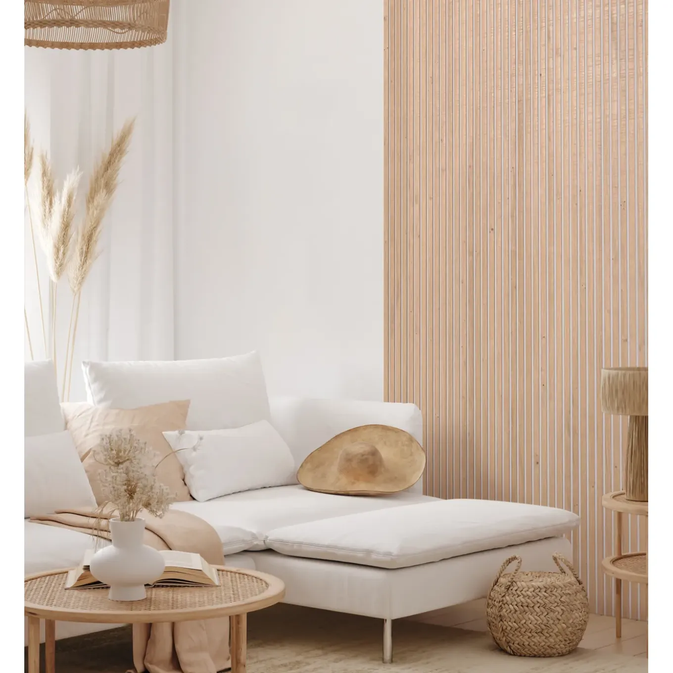 Maestro Latt lattenwand - Pepper Oak + White - 277x30cm - 2 stuks