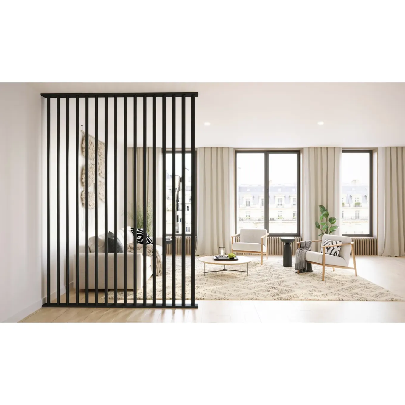 Maestro Splitt Roomdivider Vloer- en Plafondprofielset - Matte Black - 100x12cm - 25mm