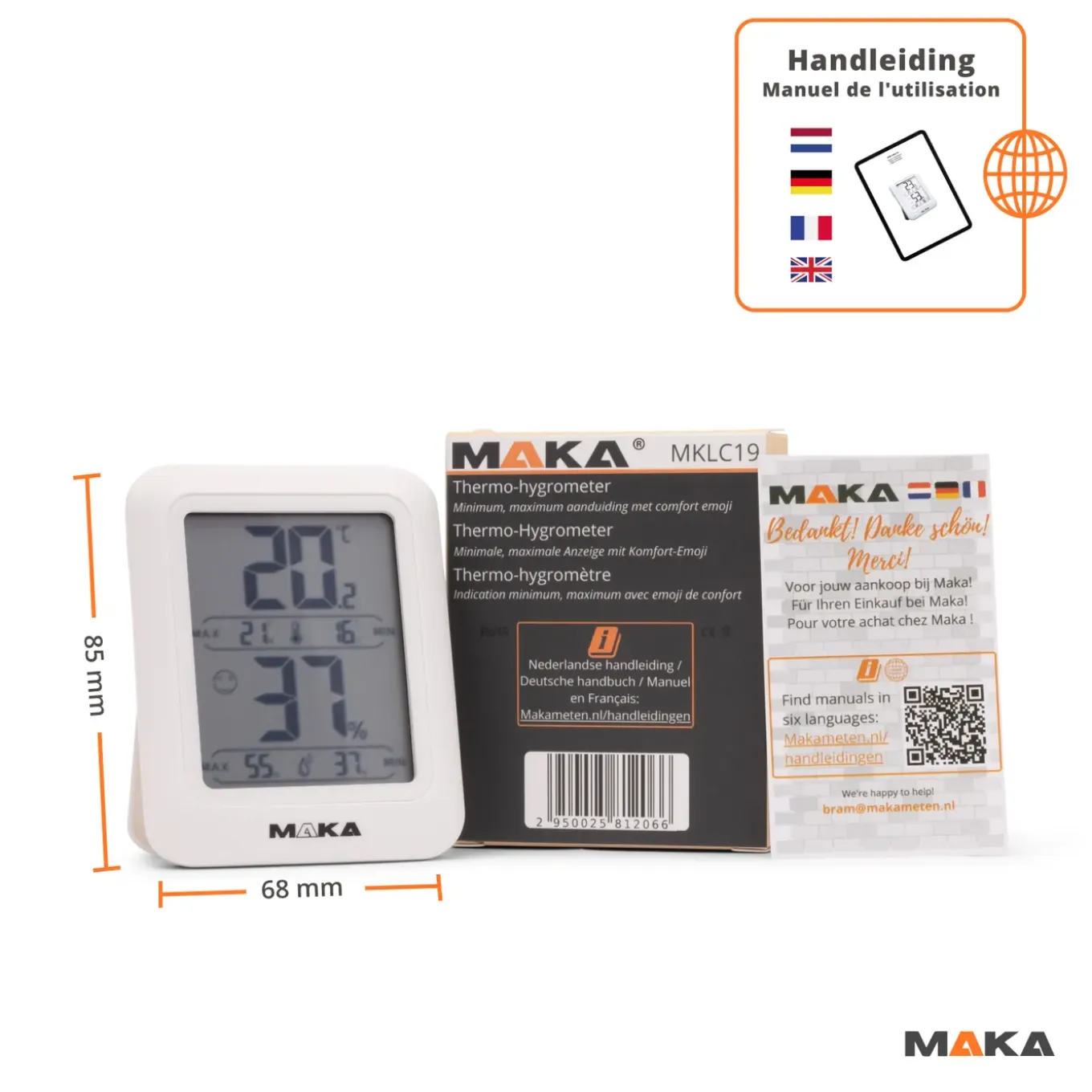 Maka Digitale Hygrometer - Thermometer Binnen - Luchtvochtigheidsmeter