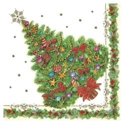 Daisy Maki Kerst Thema Servetten - 20x St - 33 X 33 Cm - Kerstboom