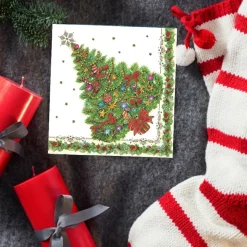 Daisy Maki Kerst Thema Servetten - 20x St - 33 X 33 Cm - Kerstboom