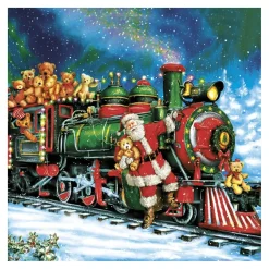 Maki Kerst Thema Servetten - 20x St - 33 X 33 Cm - Kerstman Trein