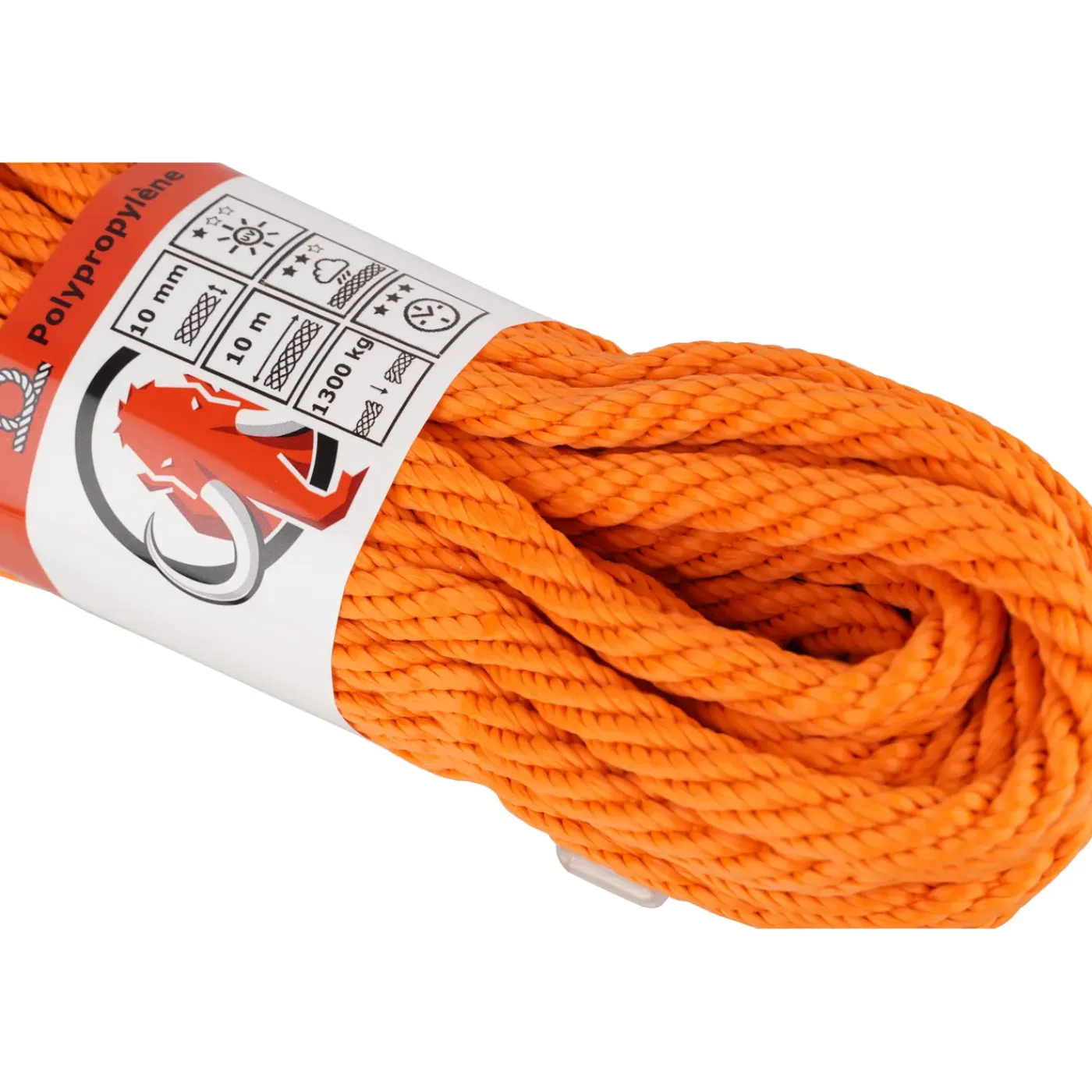 Mamutech Sterk touw Paraloc - Gedraaid polypropyleen - UV-bestendig - 10mm x 10m - Oranje