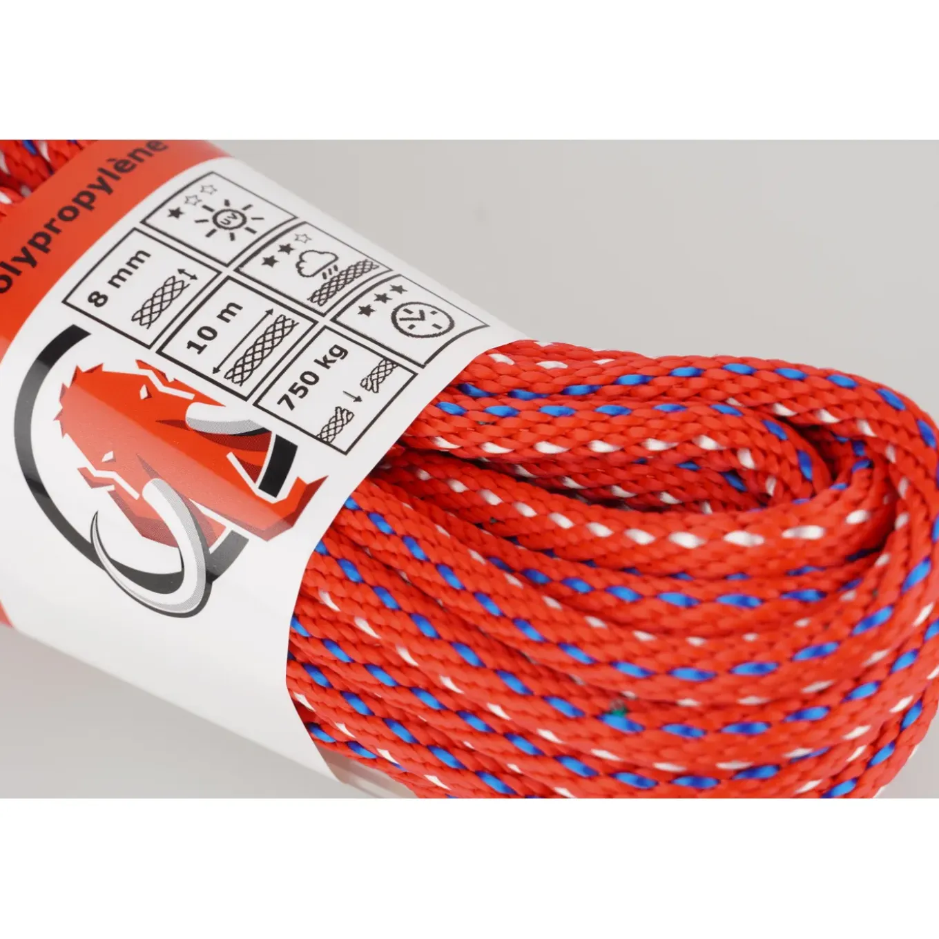 Mamutec Touw Paraloc - Polypropyleen - UV-bestendig - 8mm x 10m - Rood-blauw-wit