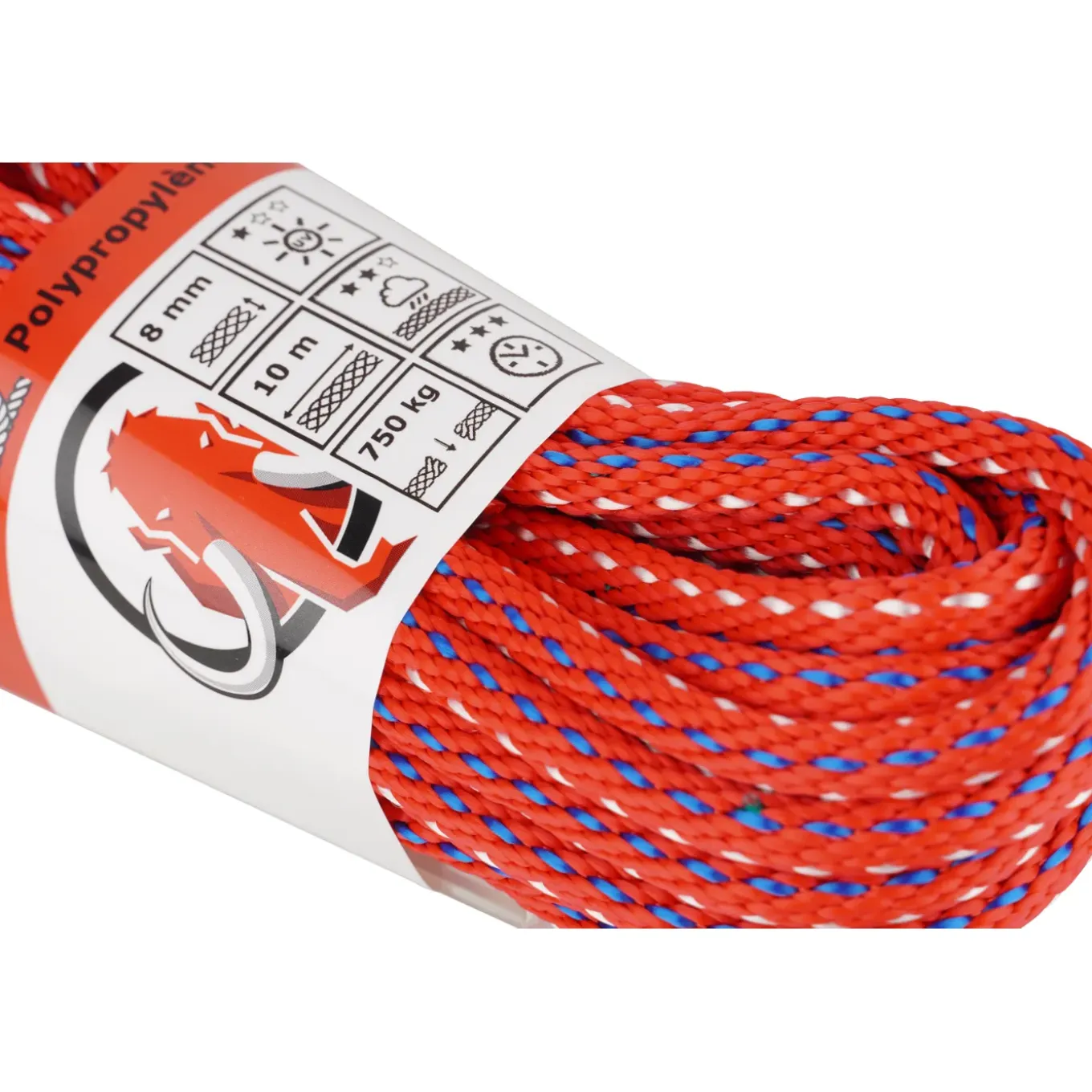 Mamutec Touw Paraloc - Polypropyleen - UV-bestendig - 8mm x 10m - Rood-blauw-wit
