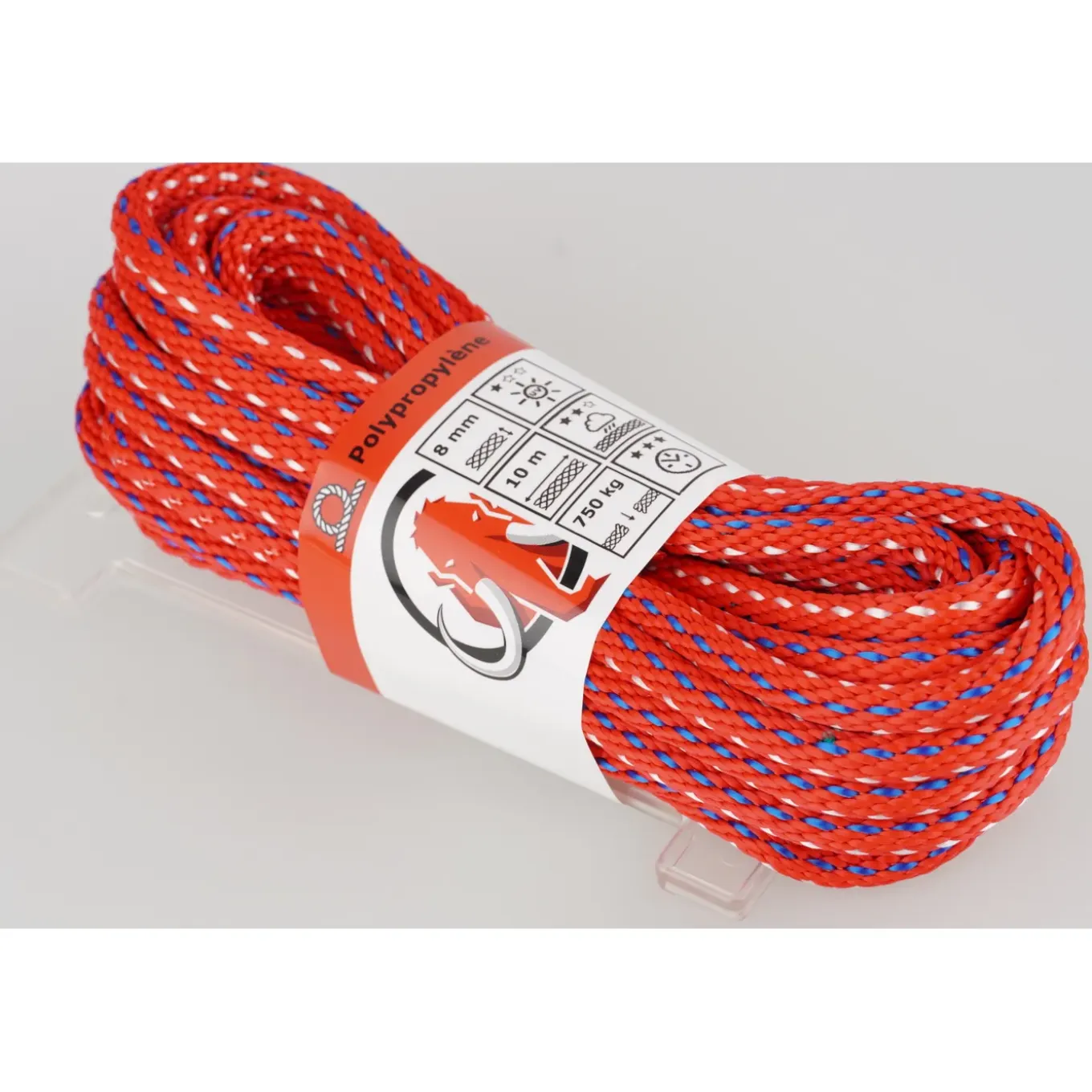 Mamutec Touw Paraloc - Polypropyleen - UV-bestendig - 8mm x 10m - Rood-blauw-wit