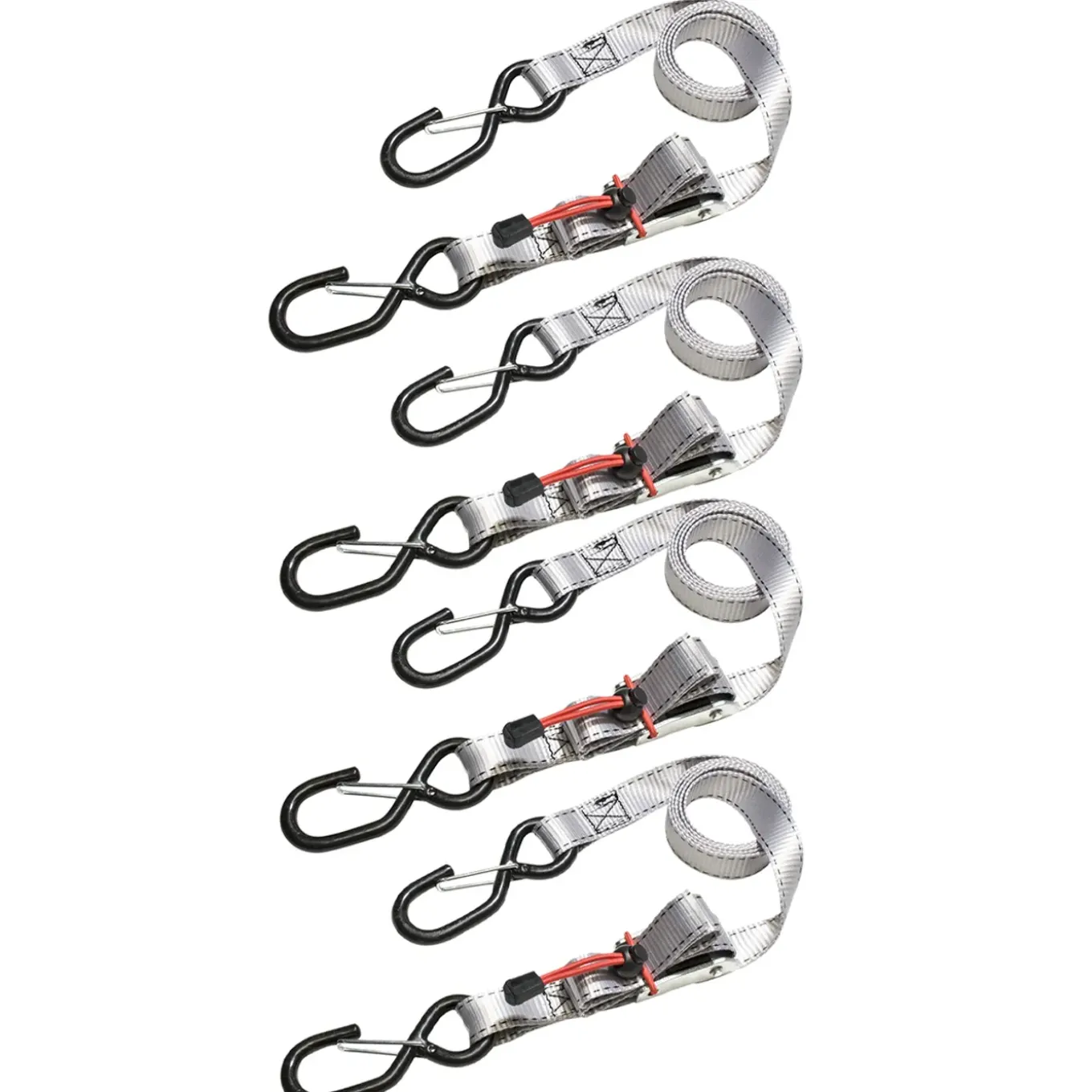 Master Lock Sjorband met Snelsluiting Grijs met S-haken - 1,8mx25mm - 4 stuks