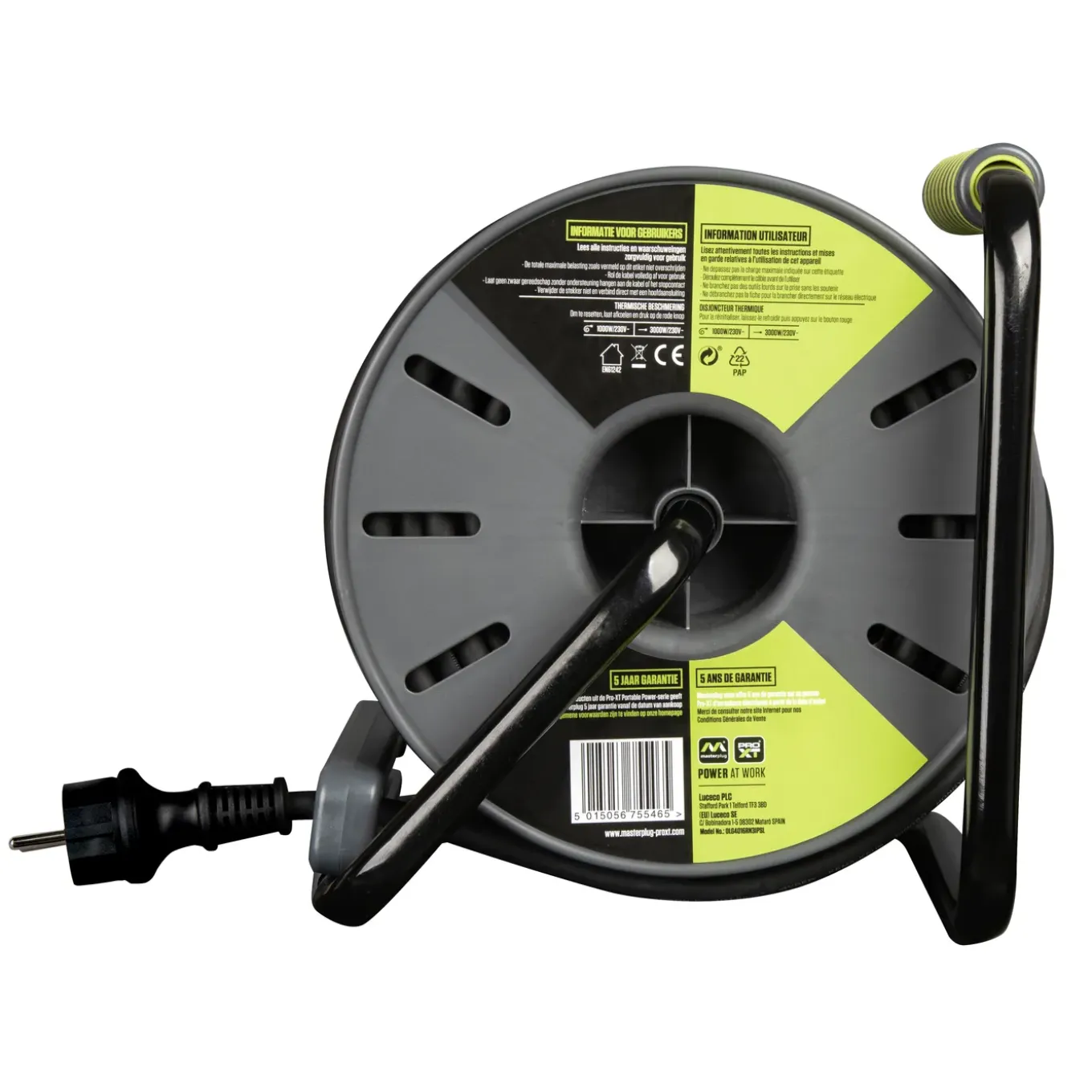 Masterplug Kabelhaspel - 40m - 3 stopcontacten - IP44