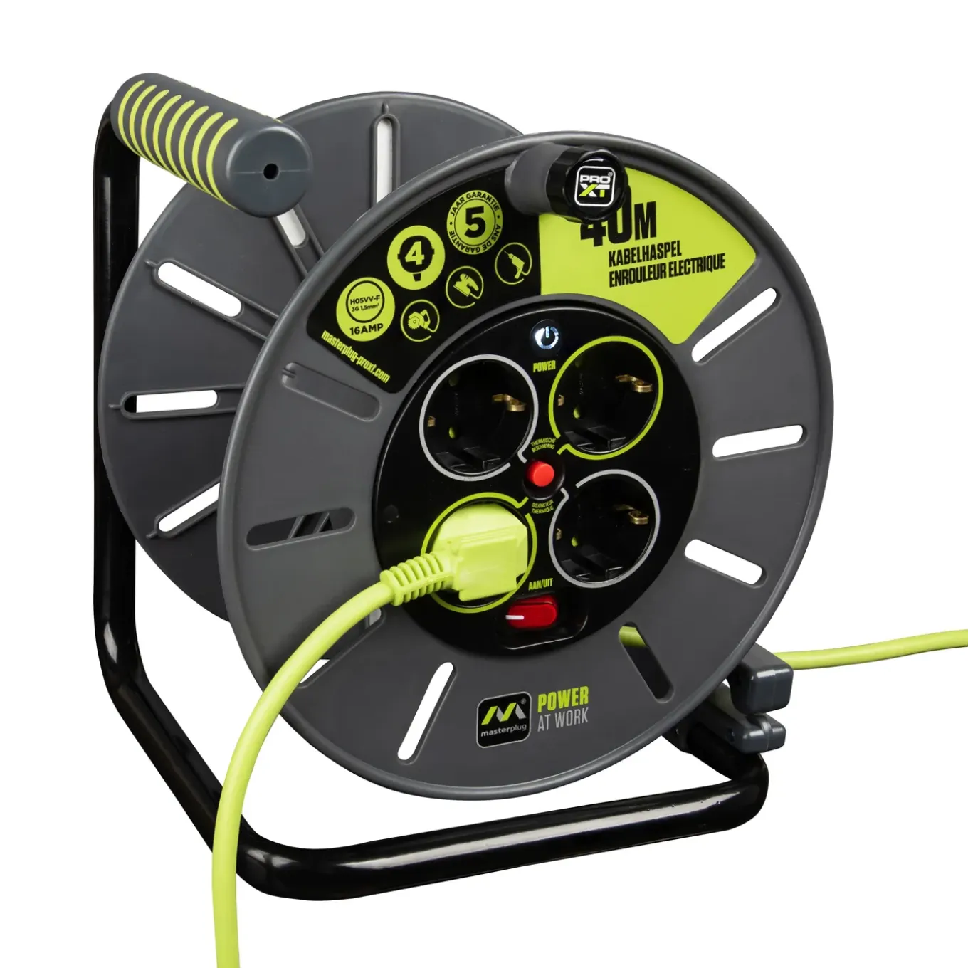 Masterplug Kabelhaspel - 40m - 4 stopcontacten - IP20