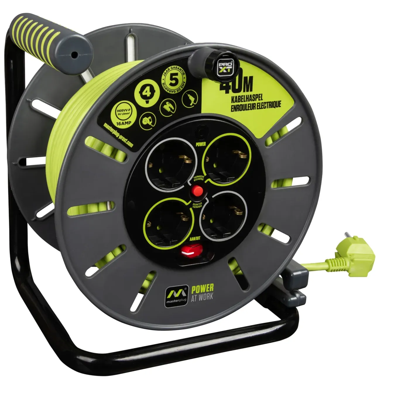 Masterplug Kabelhaspel - 40m - 4 stopcontacten - IP20