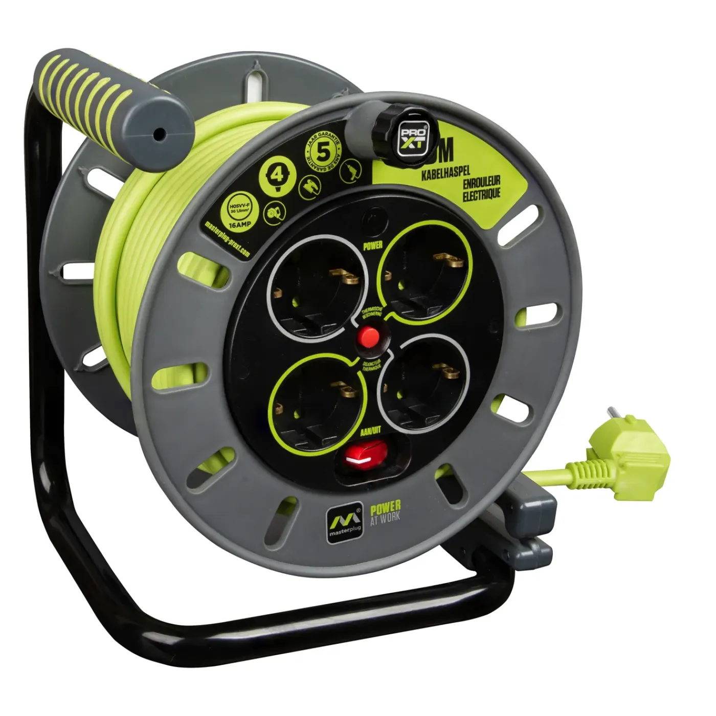 Masterplug Kabelhaspel - 25 m - 4 stopcontacten - IP20