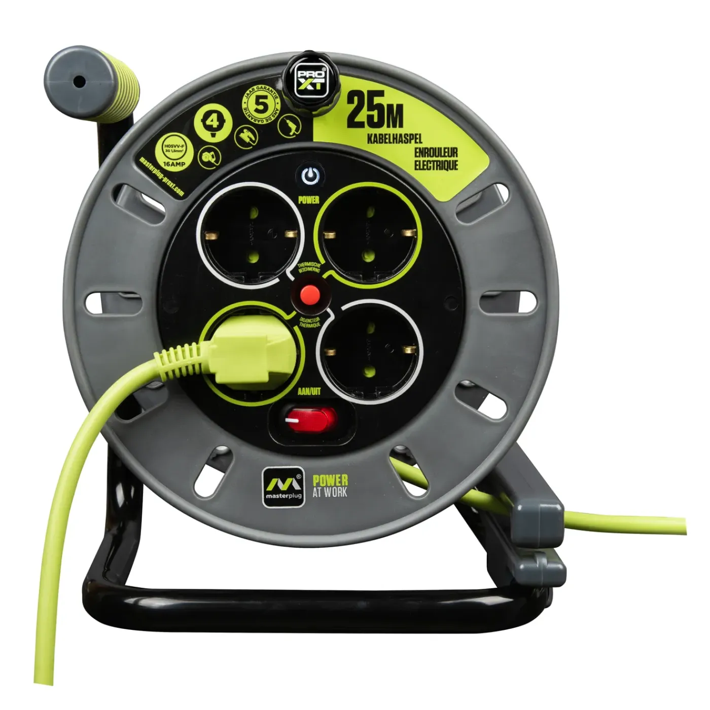 Masterplug Kabelhaspel - 25 m - 4 stopcontacten - IP20