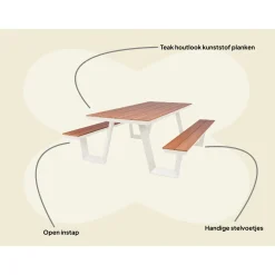 Maximavida Aluminium Picknicktafel Bermuda 200 Cm Ivoor