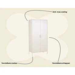 MaximaVida Metalen Kleding Lockerkast Finn 90 X 50 X 185 Cm Ivoor - 8 Schappen