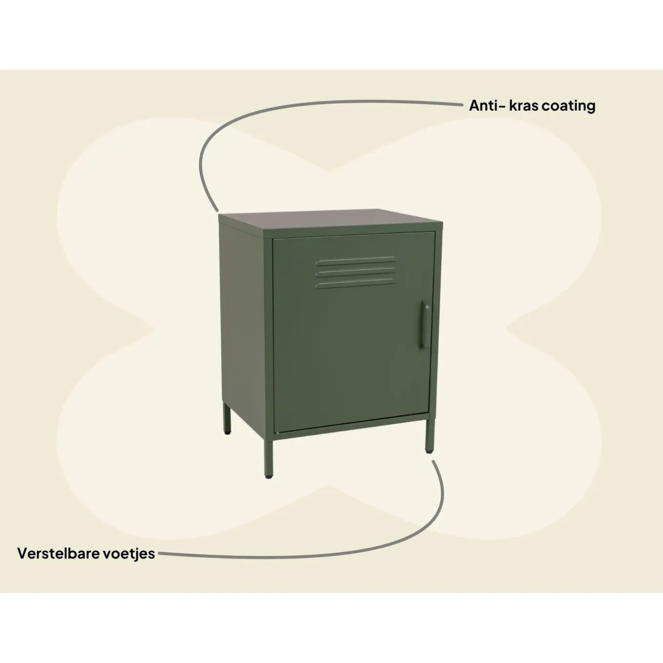 Maximavida Metalen Lockerkastje Finn 52 X 40 X 67 Cm Olijfgroen
