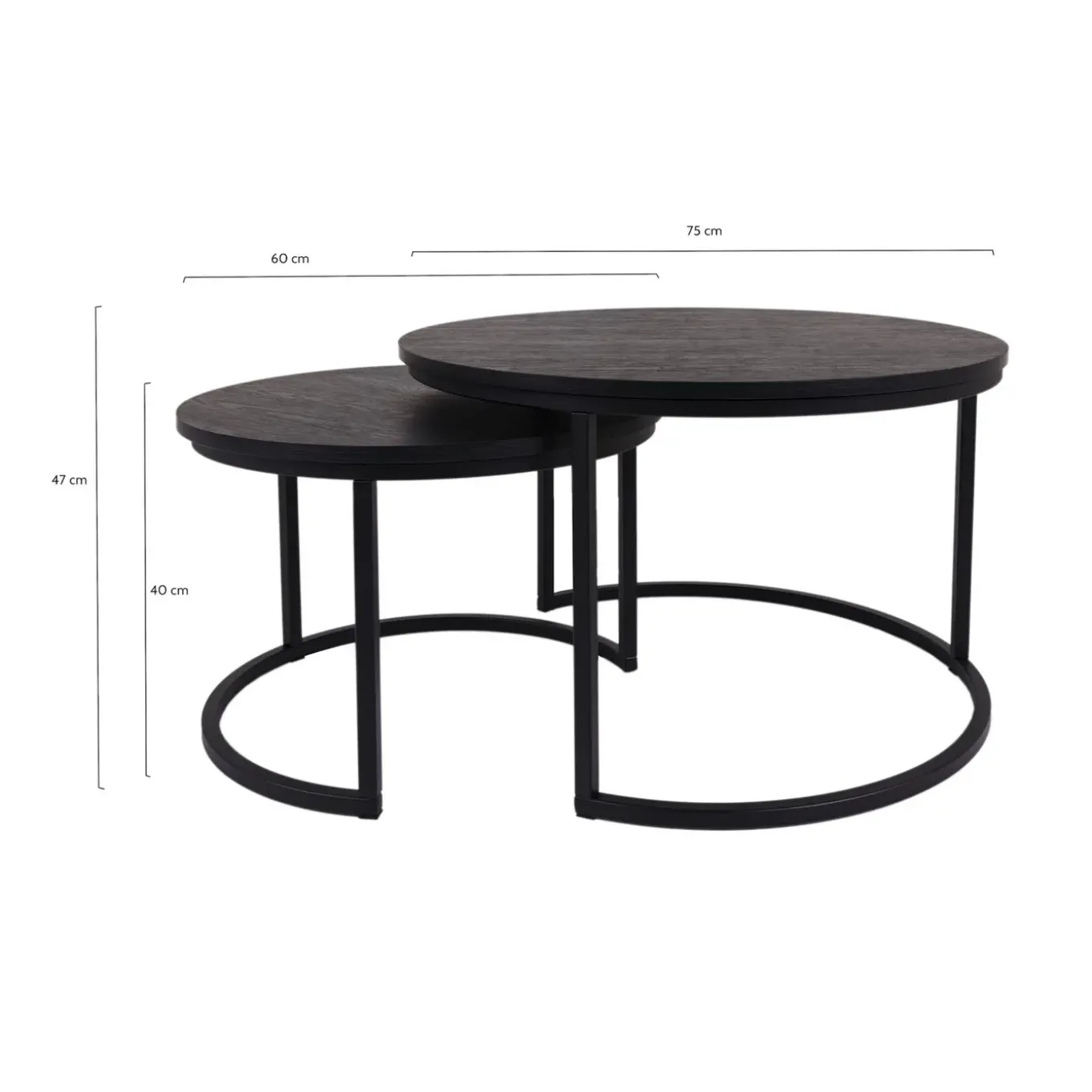 Maximavida Ronde Salontafel Set Chicago Xl Zwart 75 Cm - Pinewood Fineer