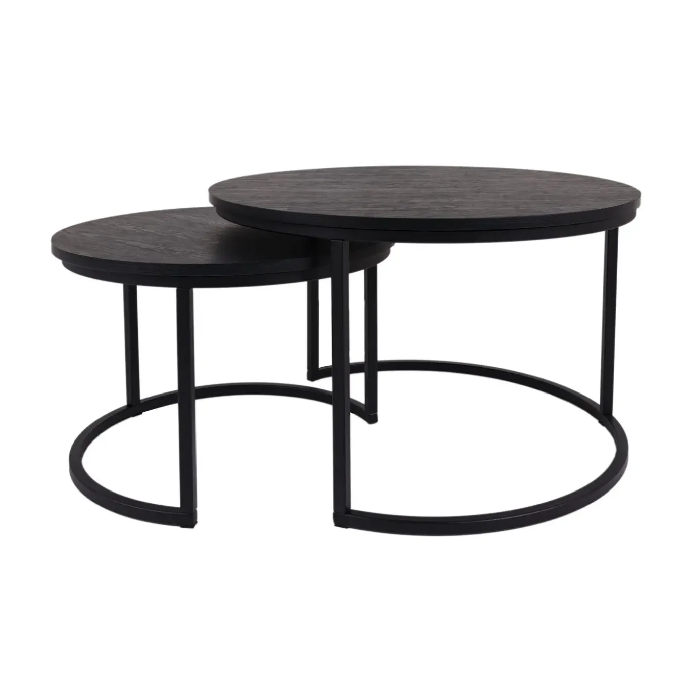 Maximavida Ronde Salontafel Set Chicago Xl Zwart 75 Cm - Pinewood Fineer