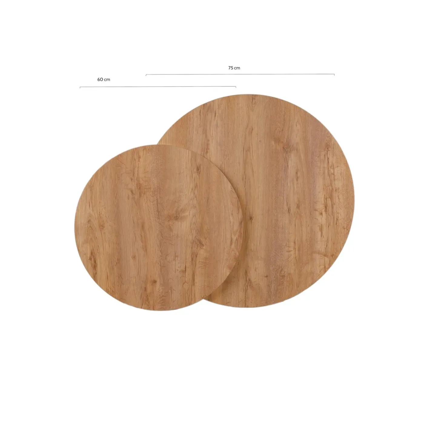 MaximaVida Ronde Salontafel Set Kiev Xl 75 Cm - Rustiek Eikenhout Fineer
