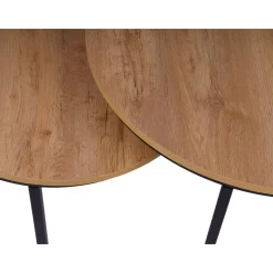 MaximaVida Ronde Salontafel Set Kiev Xl 75 Cm - Rustiek Eikenhout Fineer