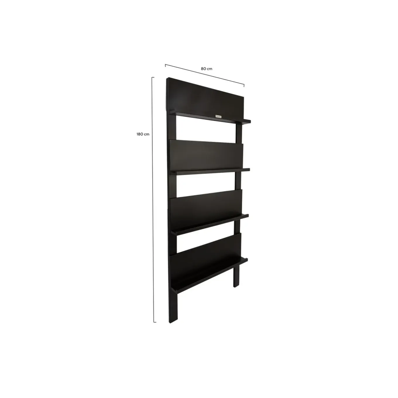 Maximavida Wandrek Jamie Zwart- Boekenrek- Tijdschriftenrek- 180 X 80 Cm
