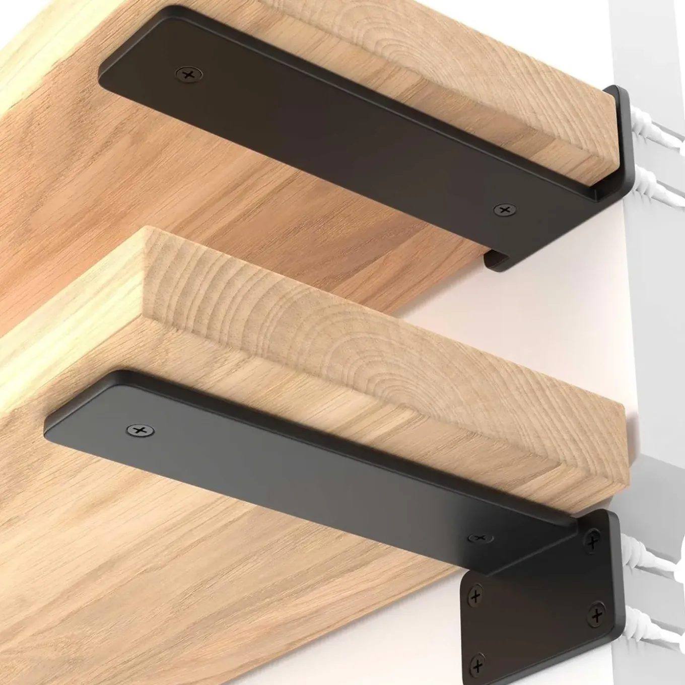 Mcboson - 2x Rvs L-beugels - 15cm - 3,5mm - Zwart - Verborgen Ondersteuning - Voor Zware Plank