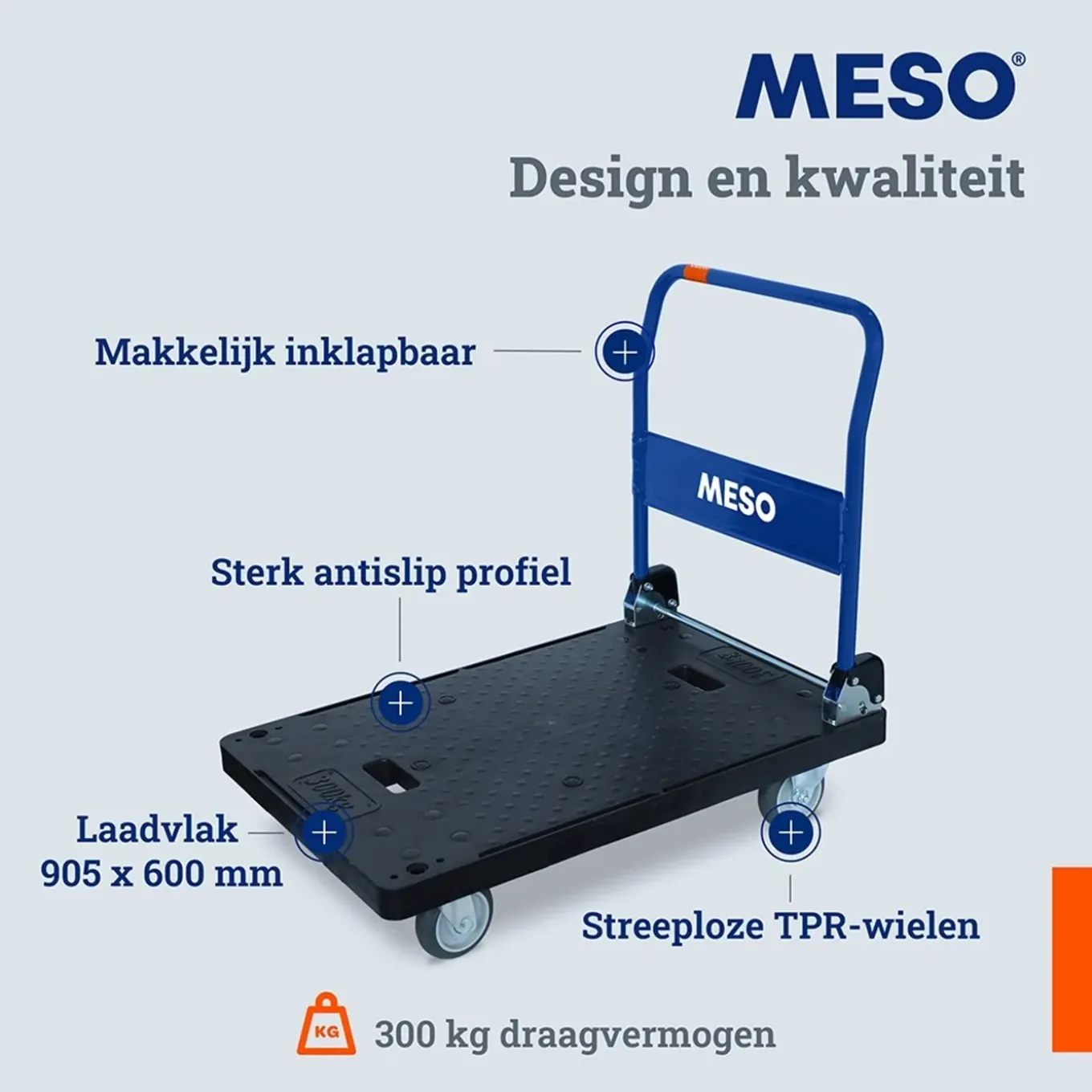 Meso - Inklapbare Plateauwagen - 300 Kg Draagvermogen
