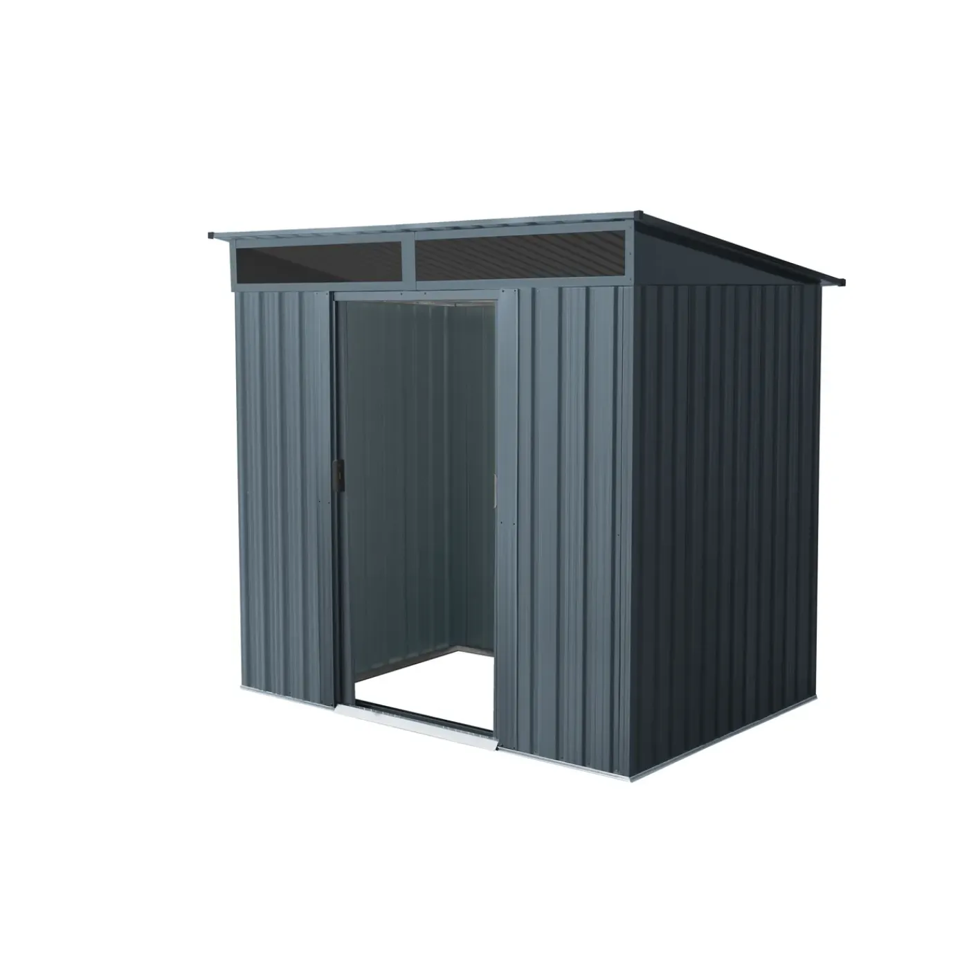 Overig Metalen Tuinhuis Lüttich - Antraciet Mat - 195x151cm - Dubbele Deur - met Lessenaarsdak