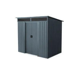 Overig Metalen Tuinhuis Lüttich - Antraciet Mat - 195x151cm - Dubbele Deur - met Lessenaarsdak