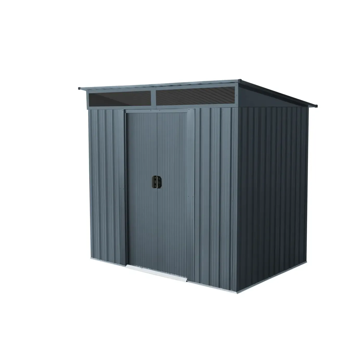 Overig Metalen Tuinhuis Lüttich - Antraciet Mat - 195x151cm - Dubbele Deur - met Lessenaarsdak