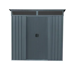 Overig Metalen Tuinhuis Lüttich - Antraciet Mat - 195x151cm - Dubbele Deur - met Lessenaarsdak