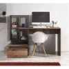 Meubella Bureau Pierre 2 - Donker Eiken - Antraciet - 145x52x75 Cm