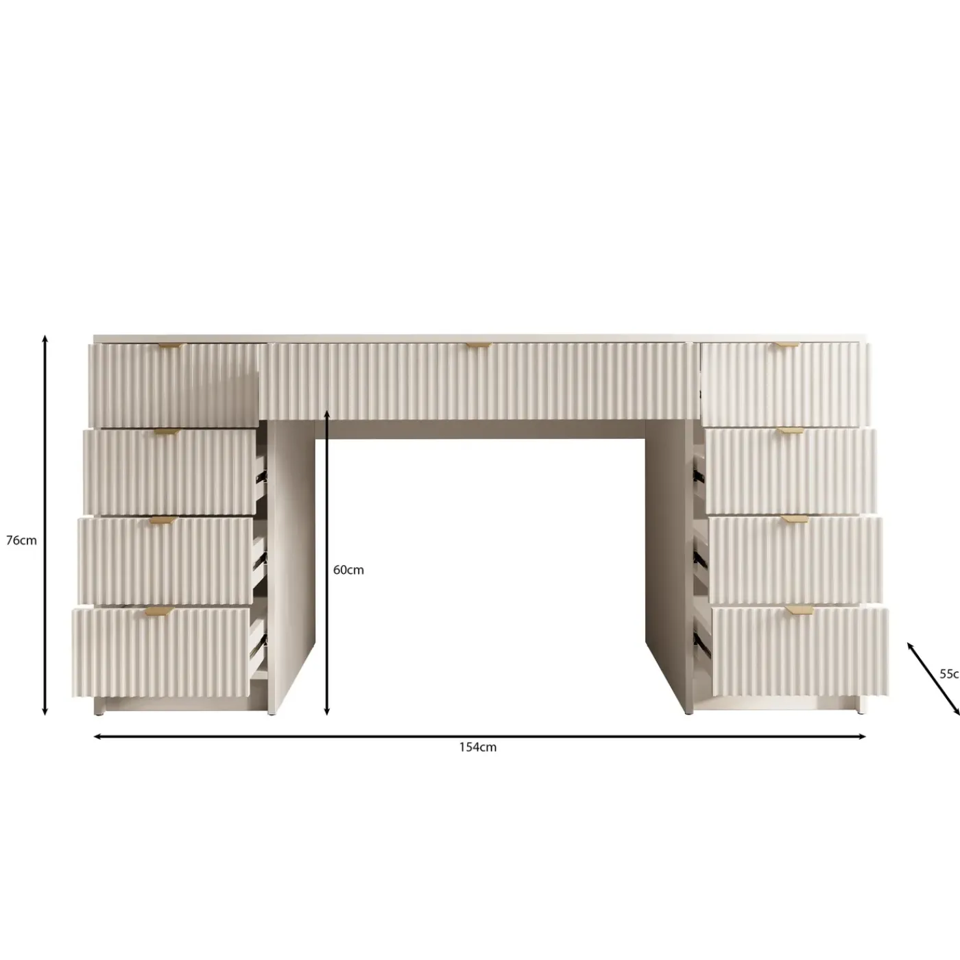 Meubella Bureau Tavares 2 - Beige - 154x55x76 Cm