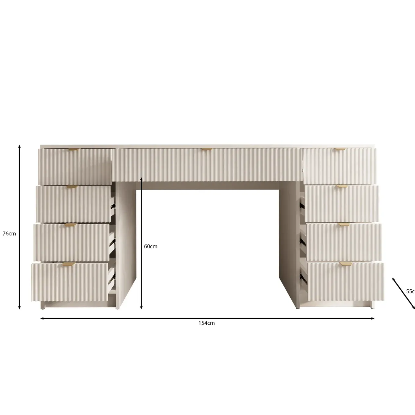 Meubella Bureau Tavares 2 - Wit - 154x55x76 Cm