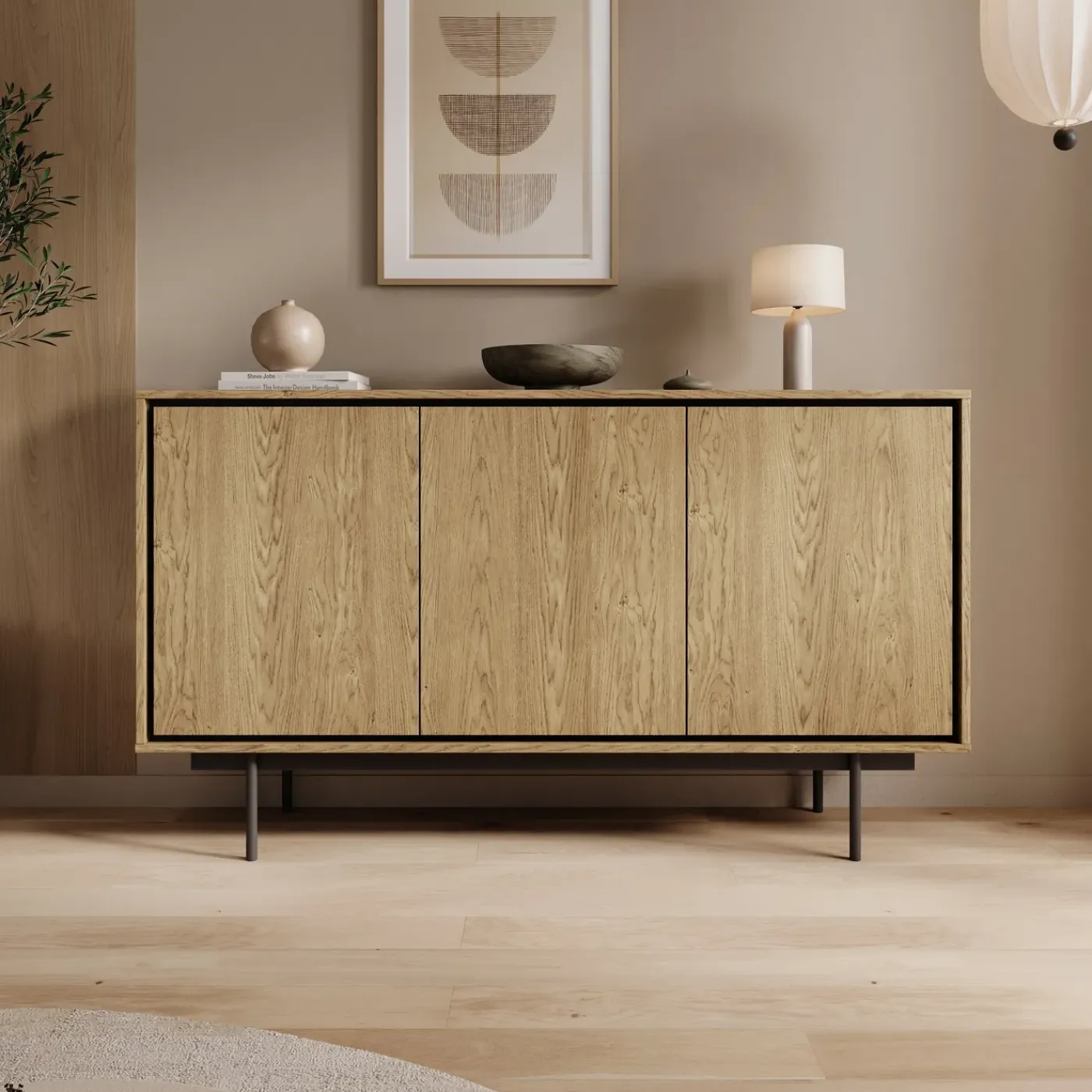 Meubella Dressoir Drenn - Licht Eikenpatroon - 150x38x85 Cm