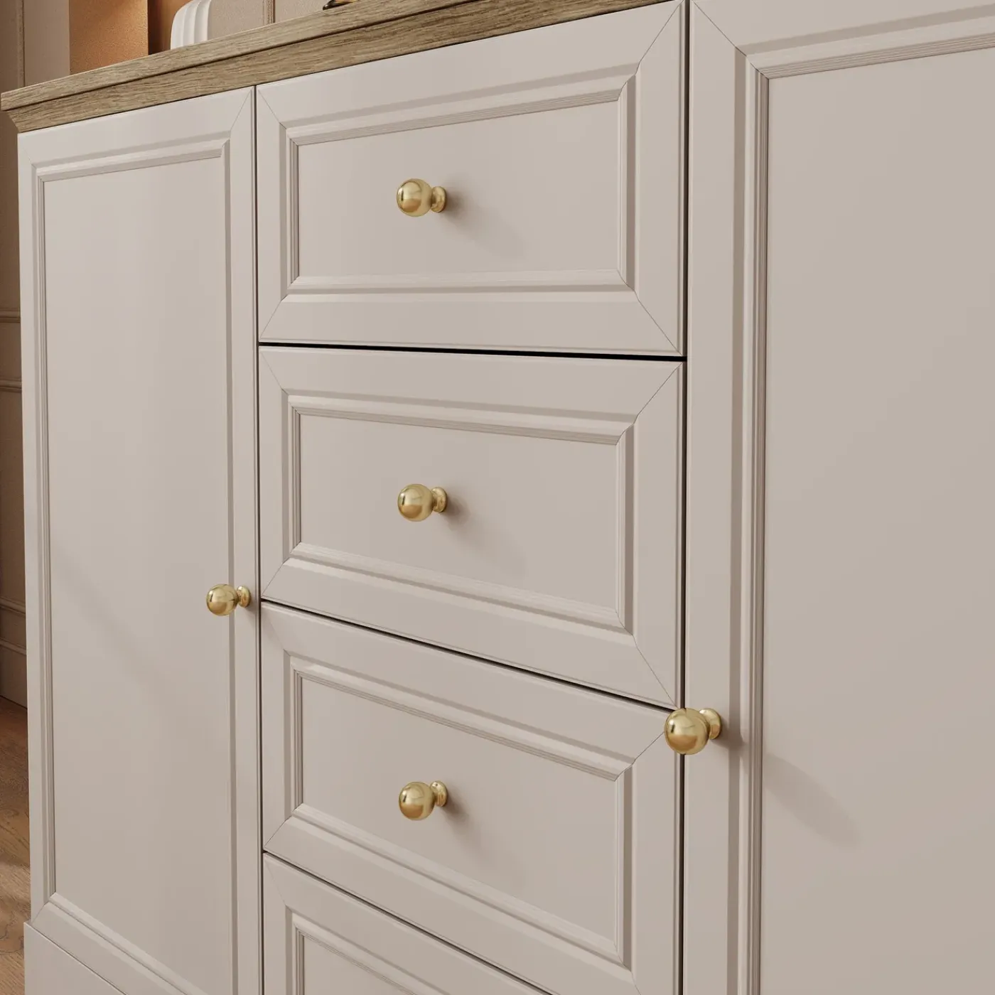 Meubella Dressoir Kresto - Beige/eikenpatroon - 150x38x85 Cm