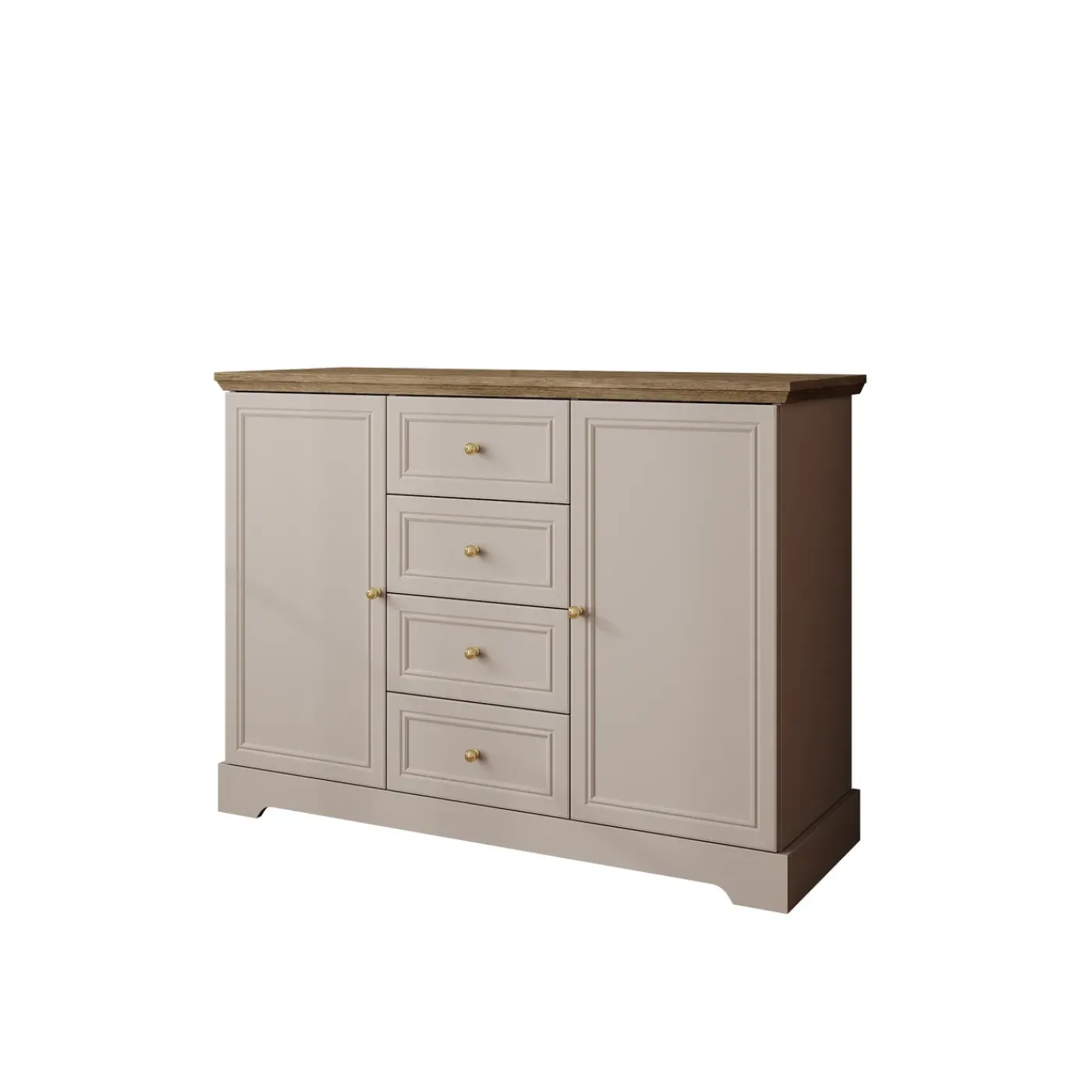 Meubella Dressoir Kresto - Beige/eikenpatroon - 150x38x85 Cm