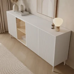 Meubella Dressoir Lynton - Wit/licht Eiken - 195x41x83 Cm