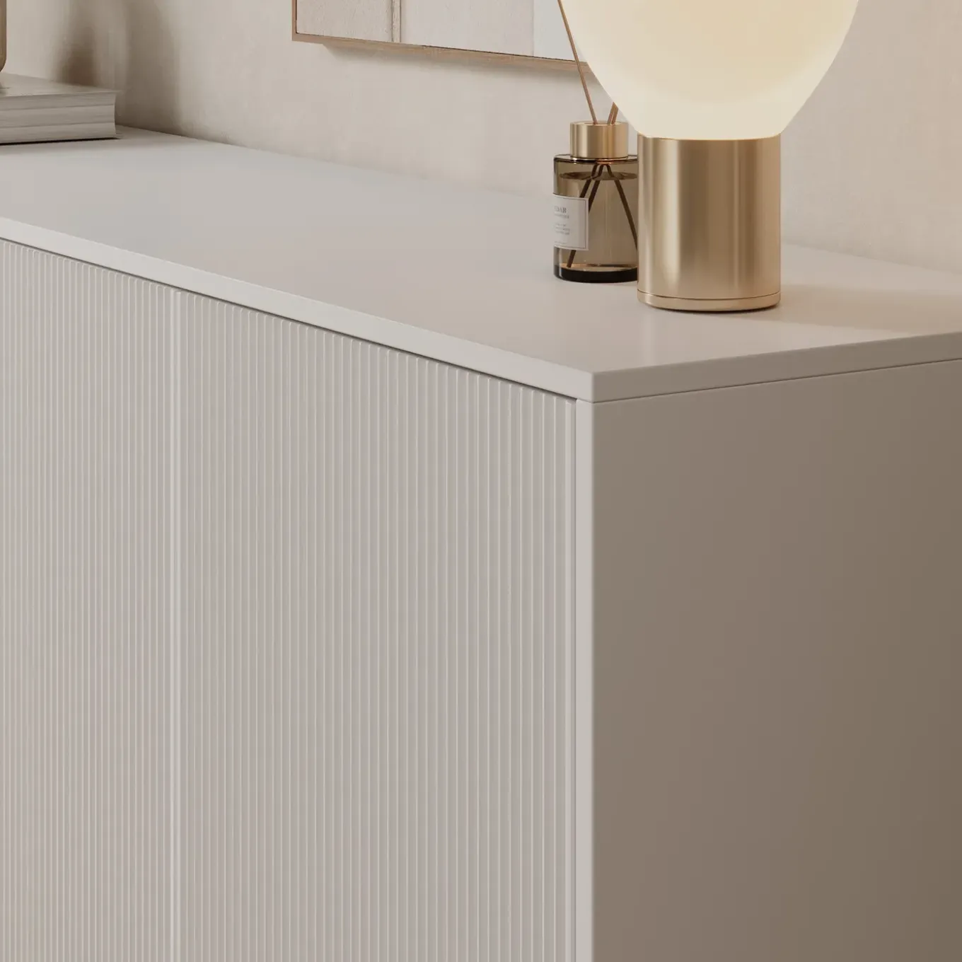 Meubella Dressoir Lynton - Wit/licht Eiken - 195x41x83 Cm