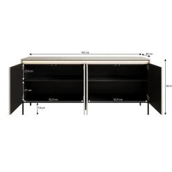Meubella Dressoir Timoteo - Beige - 193x40x83 Cm