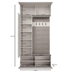 Meubella Halkast Telora - Wit - 115x38x232 Cm
