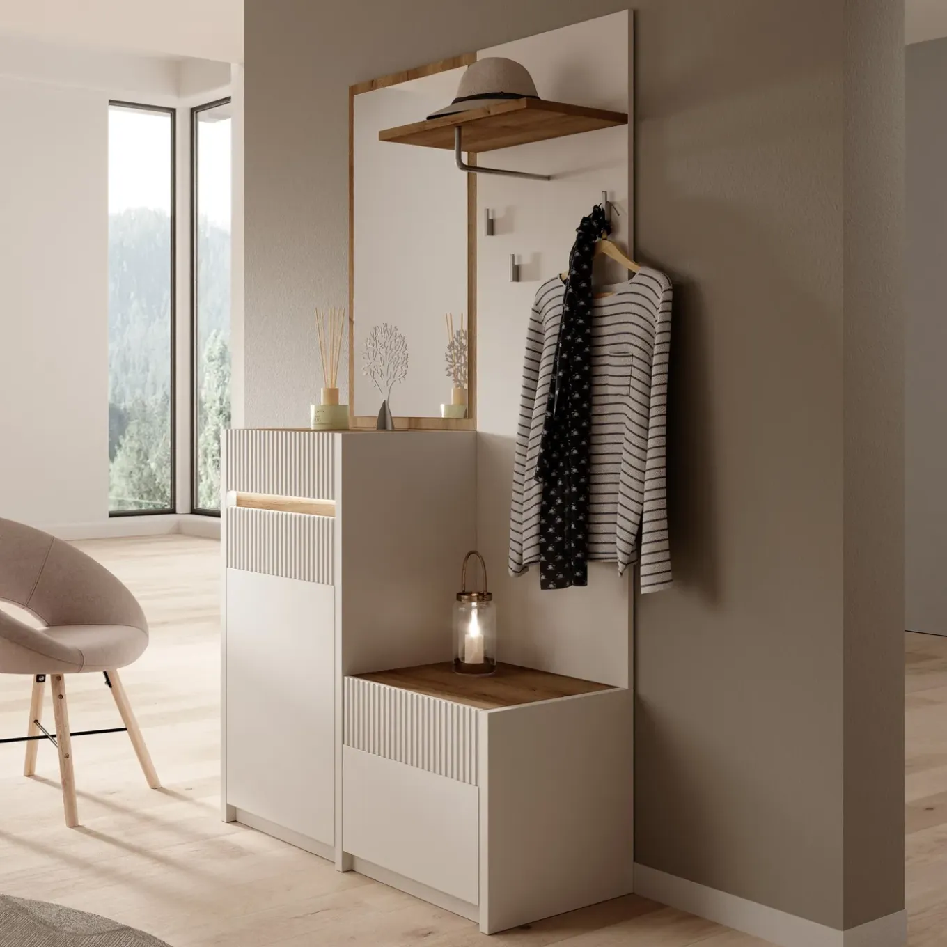 Meubella Kapstok Orenzo - Beige - 108x42x196 Cm