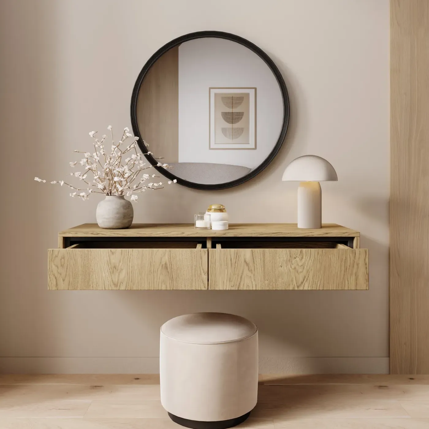 Meubella Kaptafel Drenn - Licht Eikenpatroon - 101x35x18 Cm